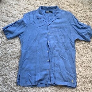 Polo Ralph Lauren men’s M shirt blue linen silk